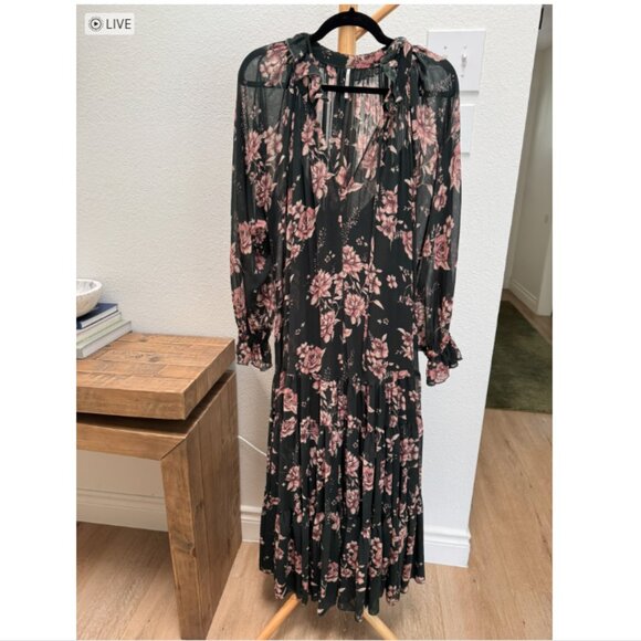 Free People Feeling Groovy Maxi Dress Forest Combo Sz. Lg - Picture 4 of 7